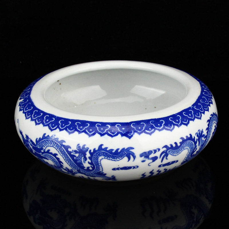 Chinese Blue And White Porcelain Lucky Dragon Design Brush Washer