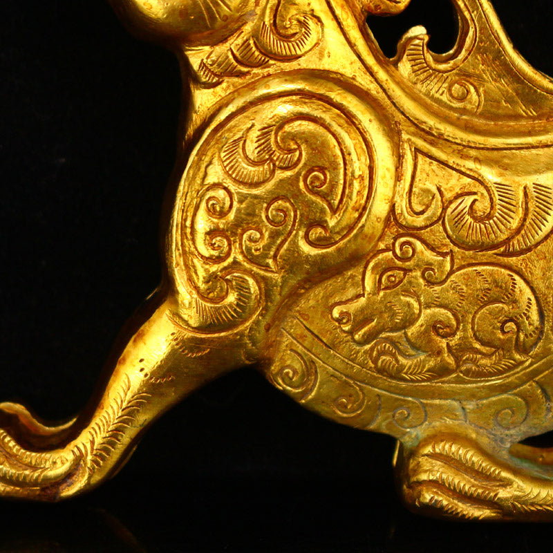 A Pair Chinese Gilt Gold Bronze Tiger General Token