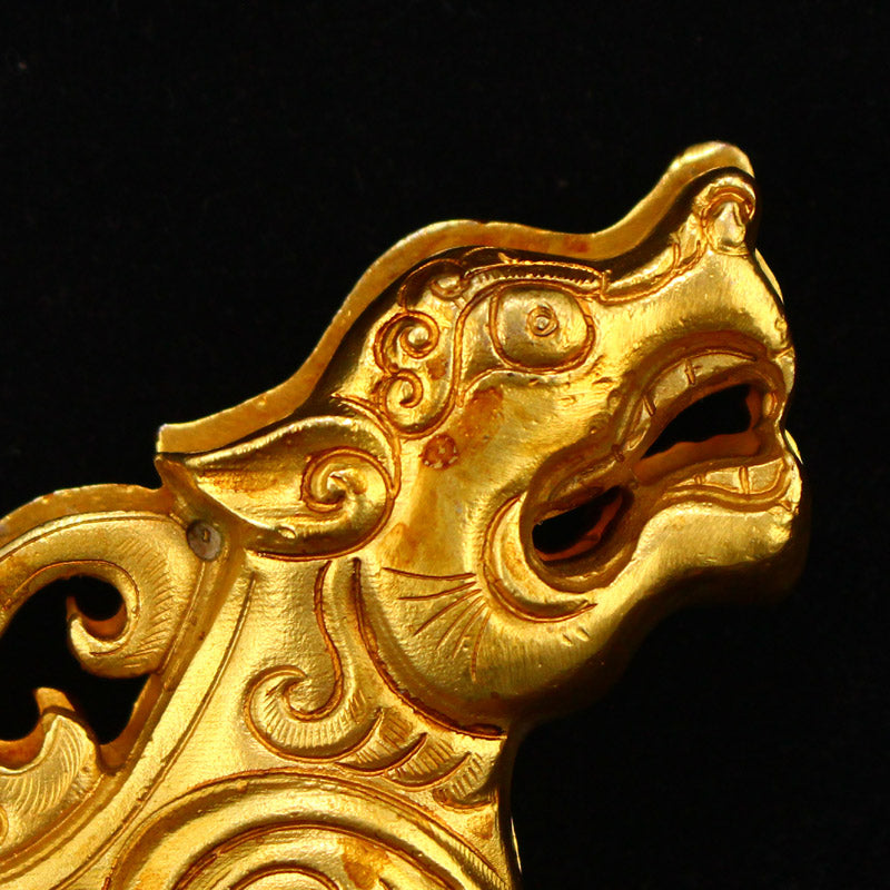 A Pair Chinese Gilt Gold Bronze Tiger General Token