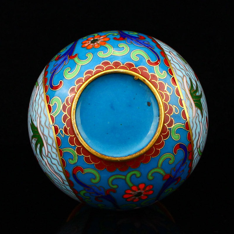 Chinese Gilt Edge Bronze Cloisonne Mandarin Duck Cricket Pot