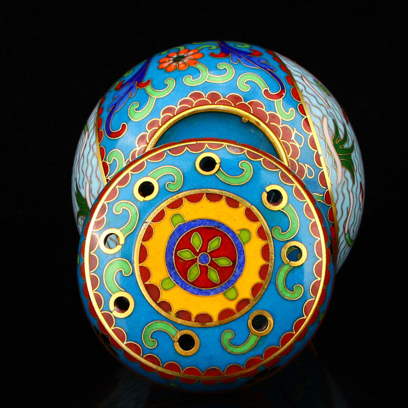 Chinese Gilt Edge Bronze Cloisonne Mandarin Duck Cricket Pot