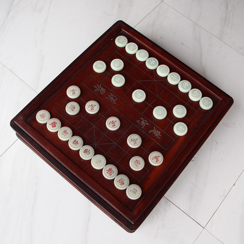 A Set Natural White Hetian Jade Chess