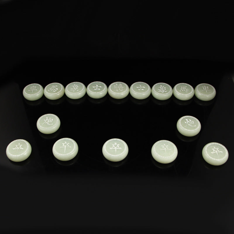 A Set Natural White Hetian Jade Chess