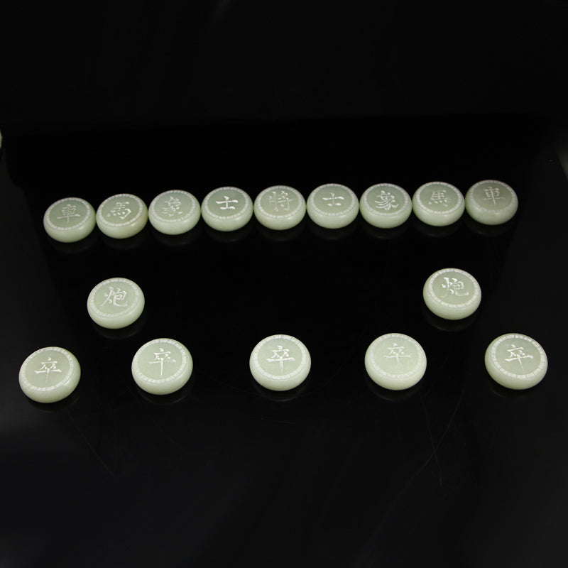 A Set Natural White Hetian Jade Chess