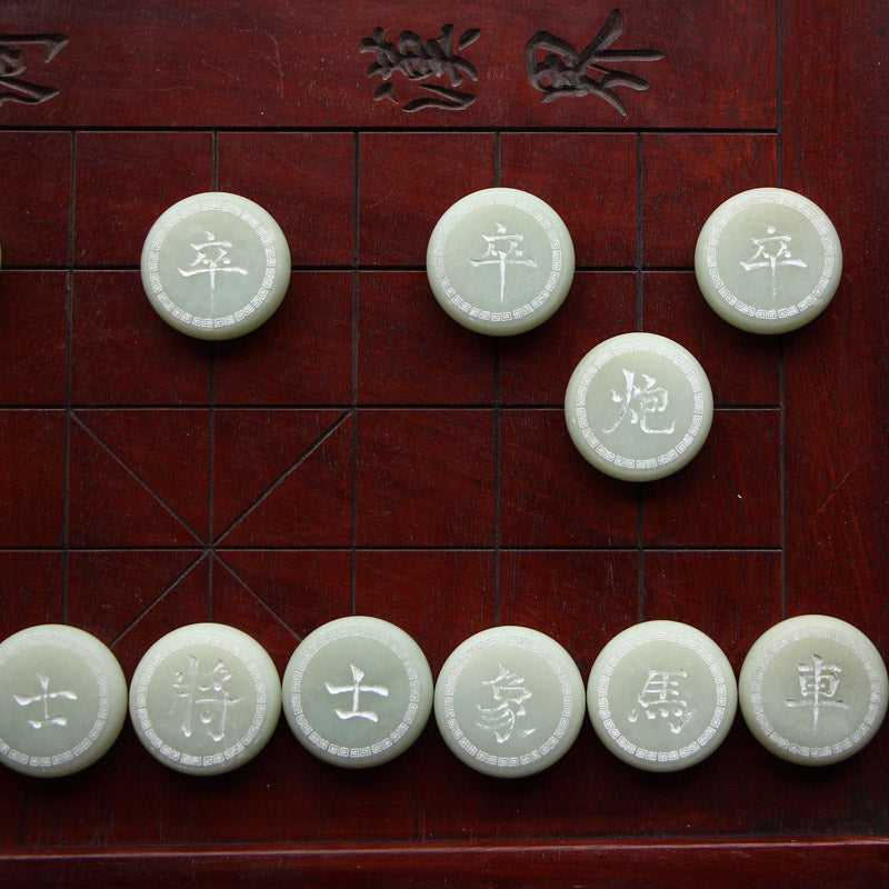 A Set Natural White Hetian Jade Chess