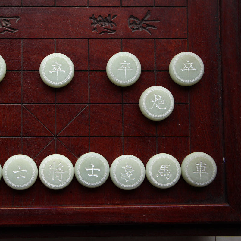 A Set Natural White Hetian Jade Chess