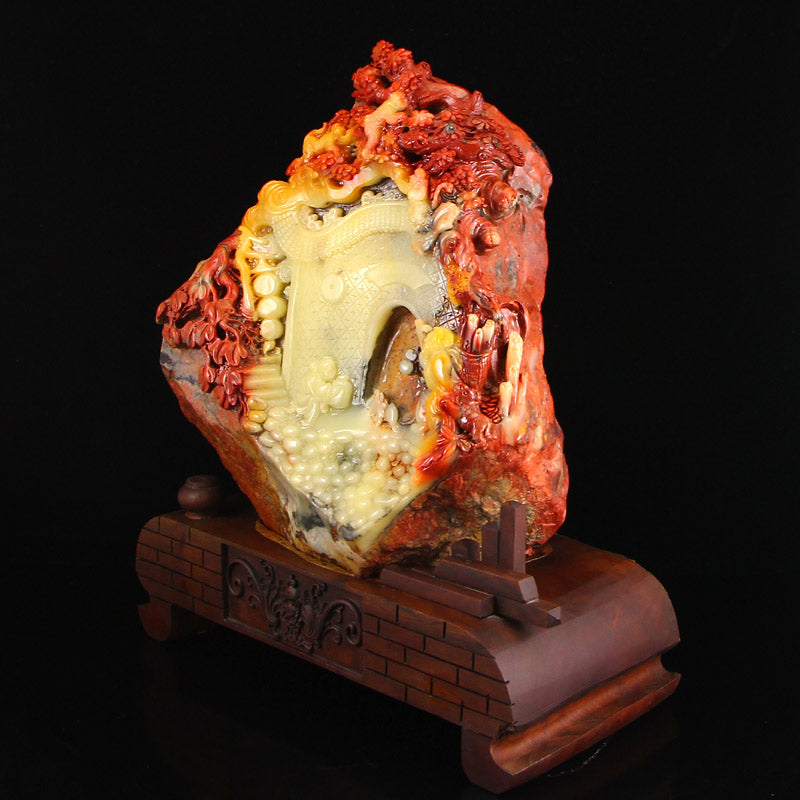 Shoushan Stone Carved Visit Friend In Remote Mountains Statue