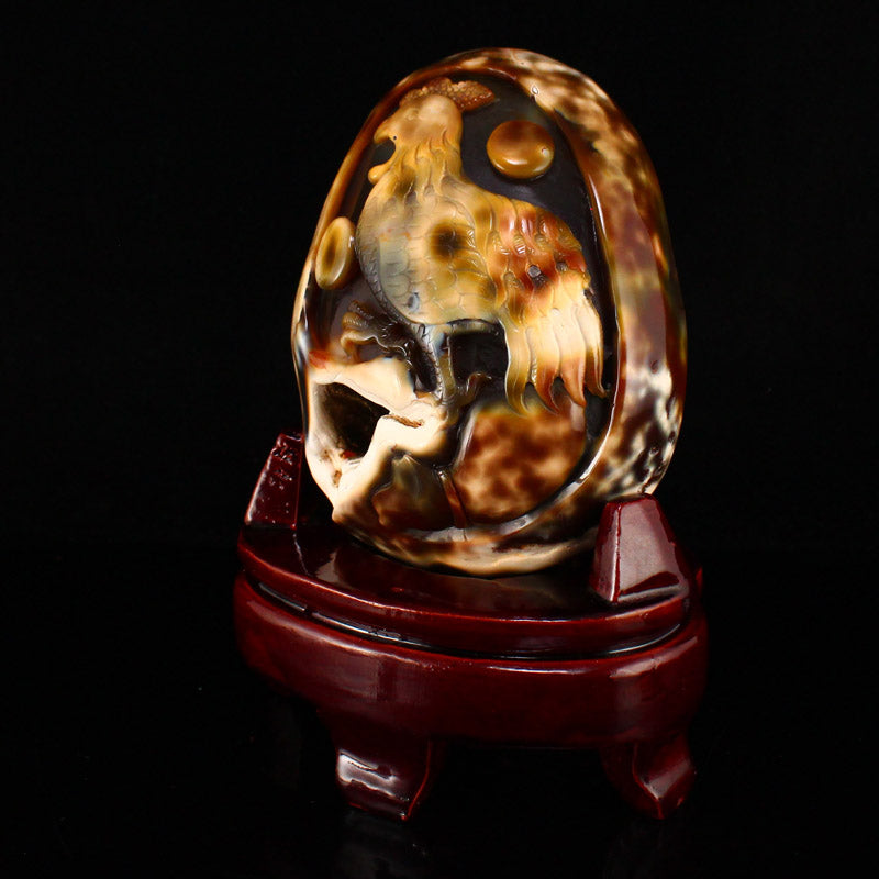 Agate Carved Rooster Statue