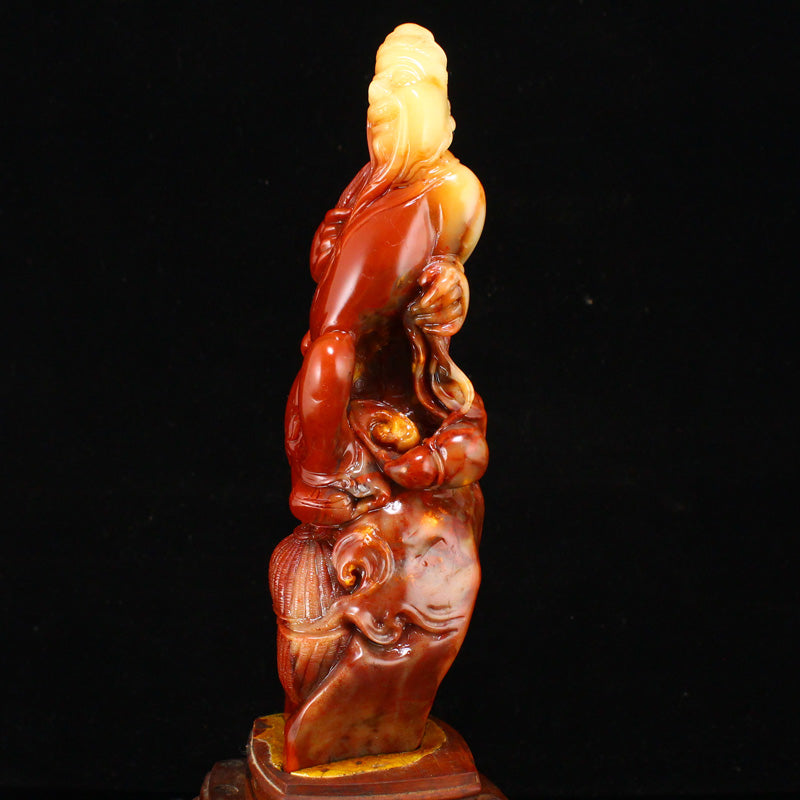 Vintage Chinese Shoushan Stone Carved Figure Statue