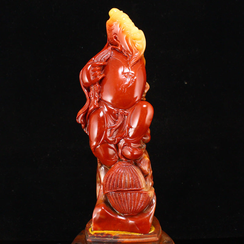 Vintage Chinese Shoushan Stone Carved Figure Statue