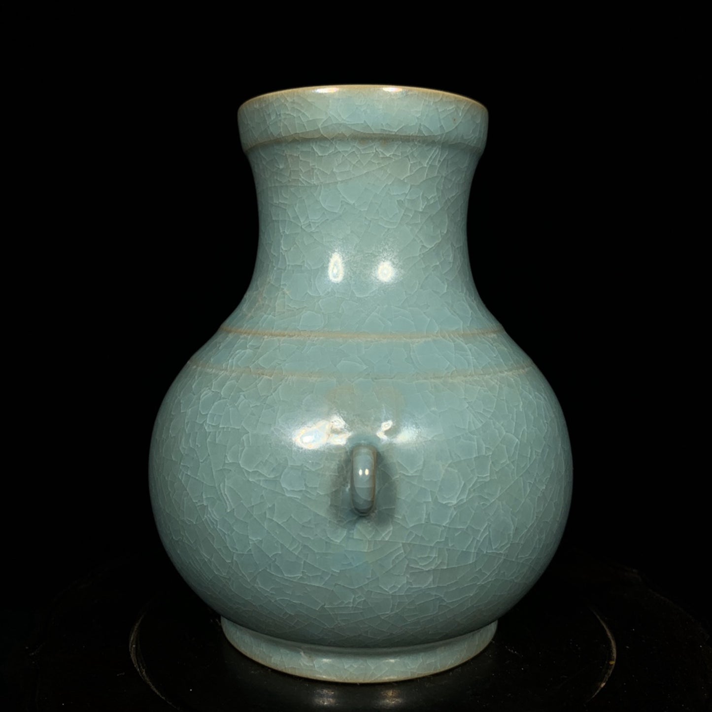 Chinese Ru Kiln Blue Glaze Double Ears Porcelain Vase