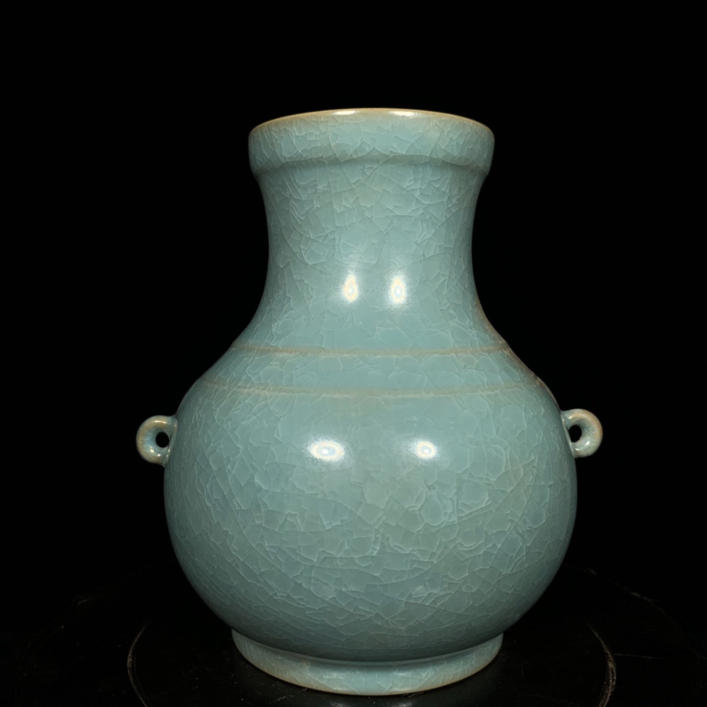 Chinese Ru Kiln Blue Glaze Double Ears Porcelain Vase