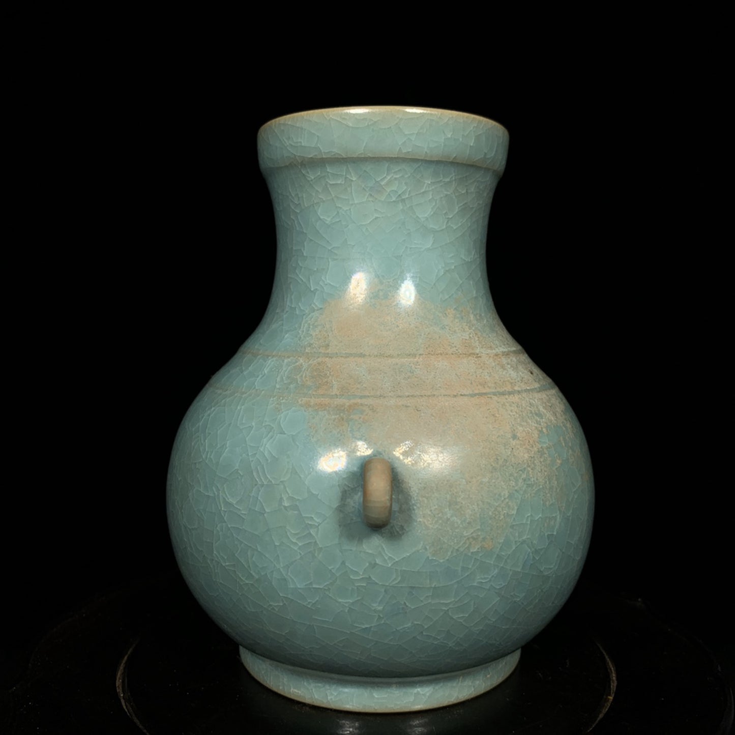 Chinese Ru Kiln Blue Glaze Double Ears Porcelain Vase