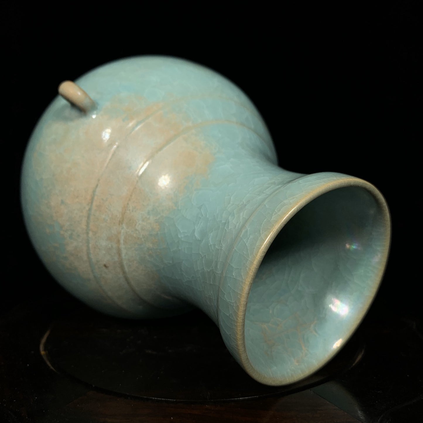 Chinese Ru Kiln Blue Glaze Double Ears Porcelain Vase