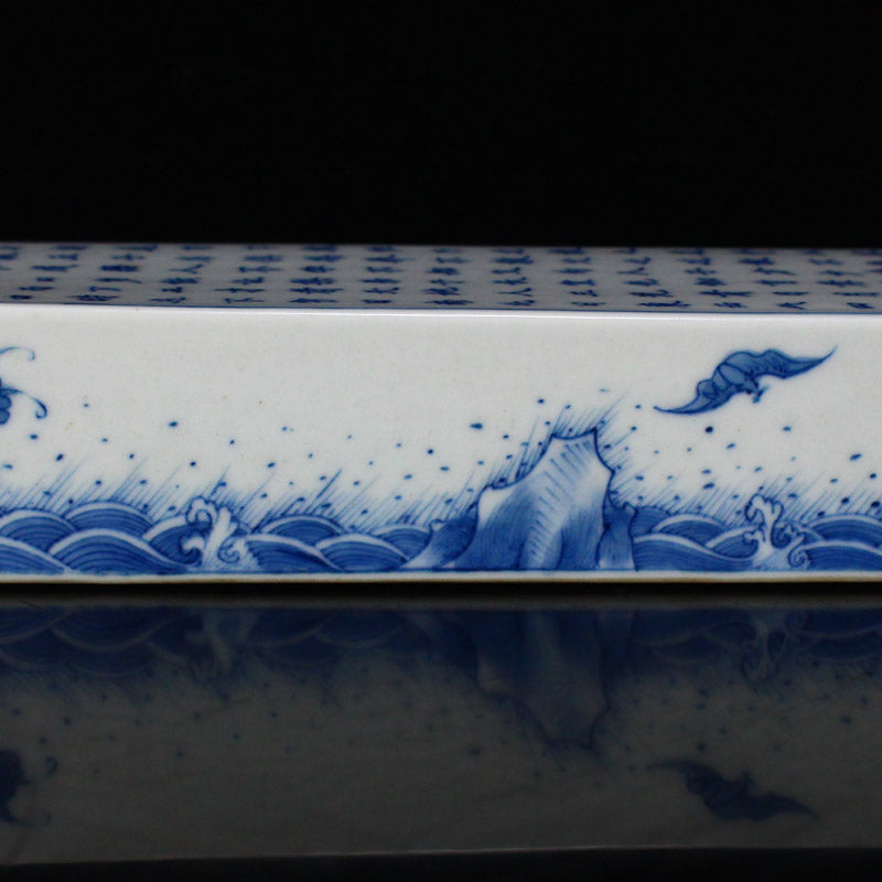 Chinese Blue And White Porcelain Poetic Prose Paperweight
