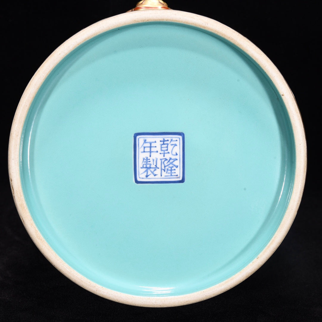 Chinese Gilt Edge Famille Rose Flower Design Porcelain Pot