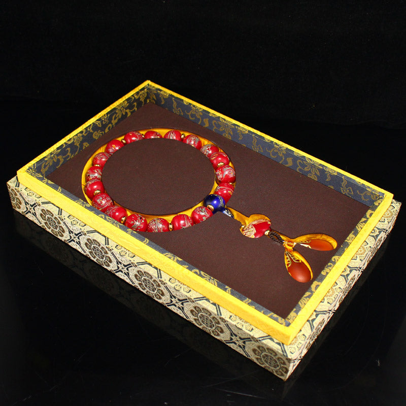 Chinese Peking Glass Beads Bracelet w Box