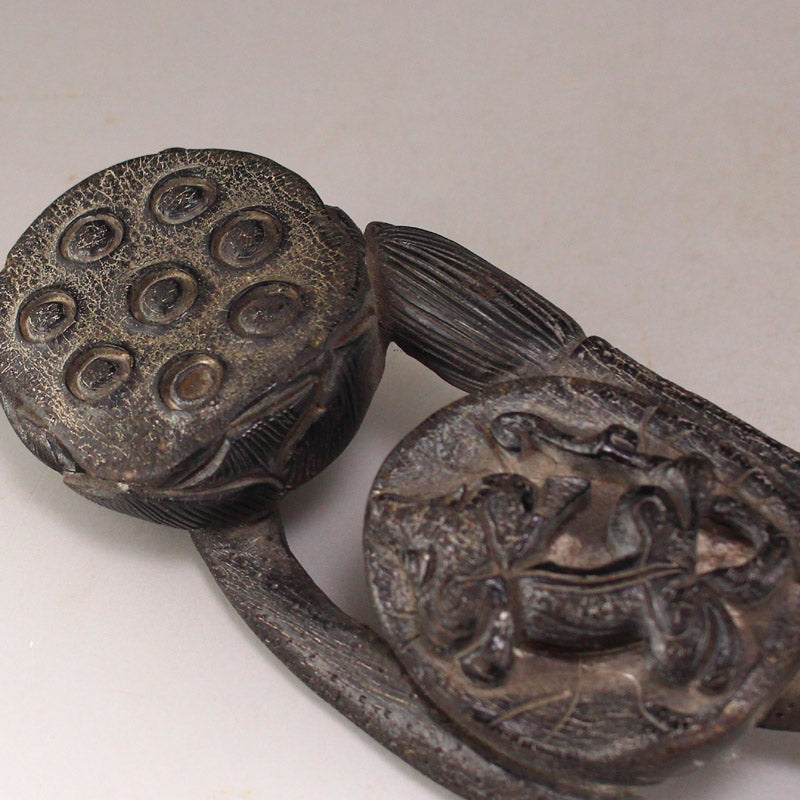 Ox Horn Carved Lotus Pod Statue