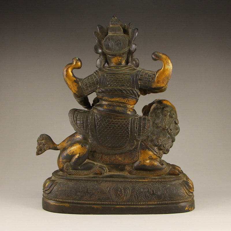 Tibetan Buddhism Gilt Gold Copper Yellow Jambhala Statue