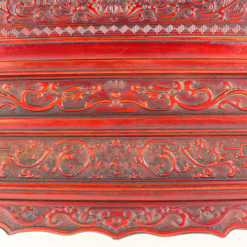 Vintage Chinese Wood Low Relief Pine Tree & Taoism Deity Fukurokuju Design Screen