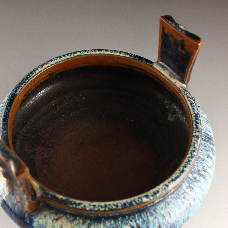 Chinese Jun Kiln Variable Glaze Double Ears 3 Legs Porcelain Incense Burner