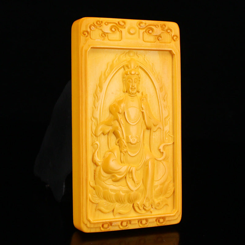 Bone Carved Kwan-yin Pendant