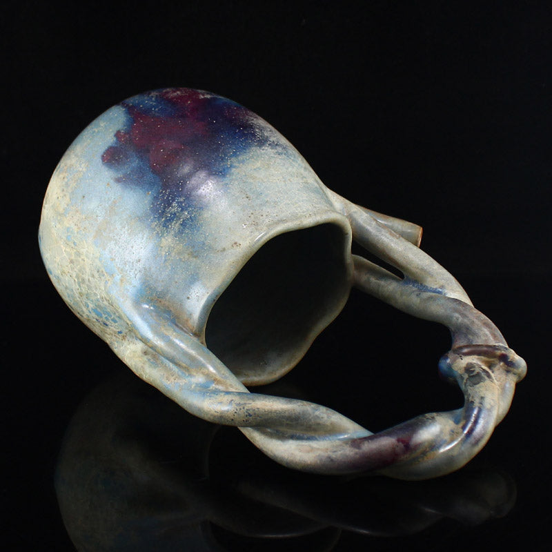 Vintage Chinese Variable Glaze Jun Kiln Porcelain Handle Pot