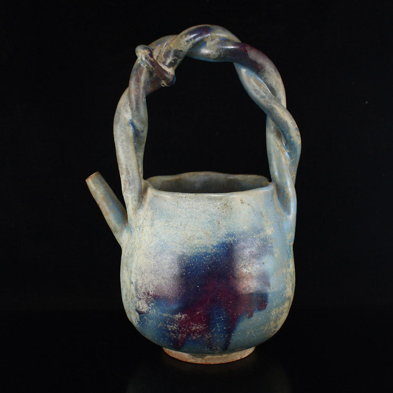 Vintage Chinese Variable Glaze Jun Kiln Porcelain Handle Pot