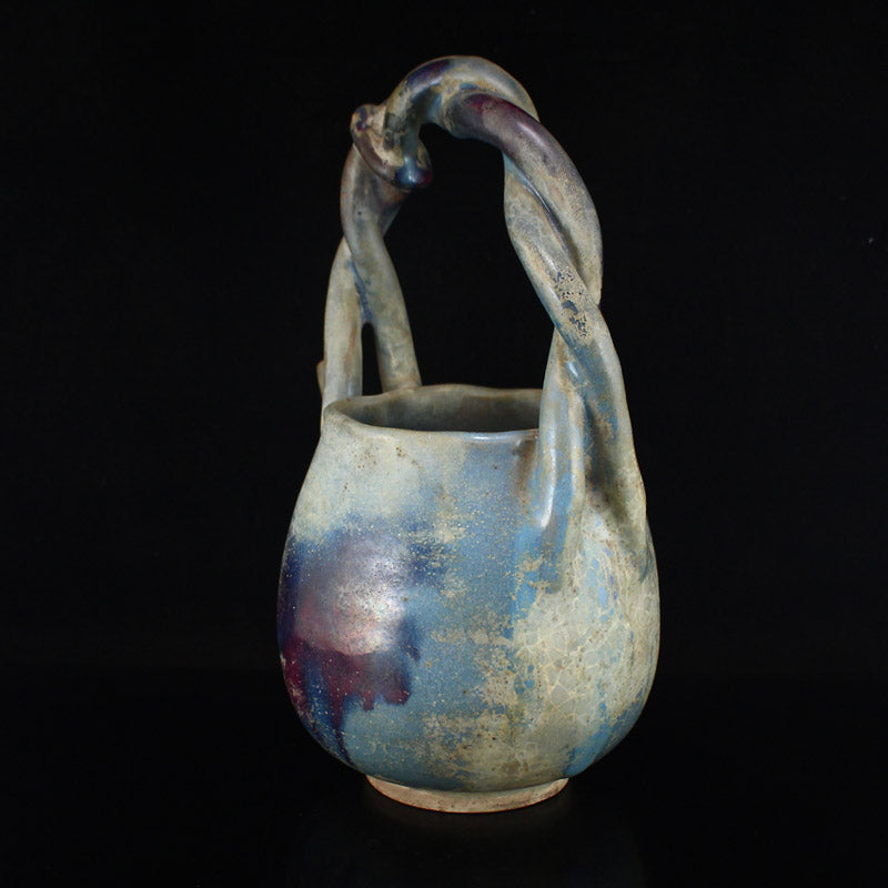 Vintage Chinese Variable Glaze Jun Kiln Porcelain Handle Pot