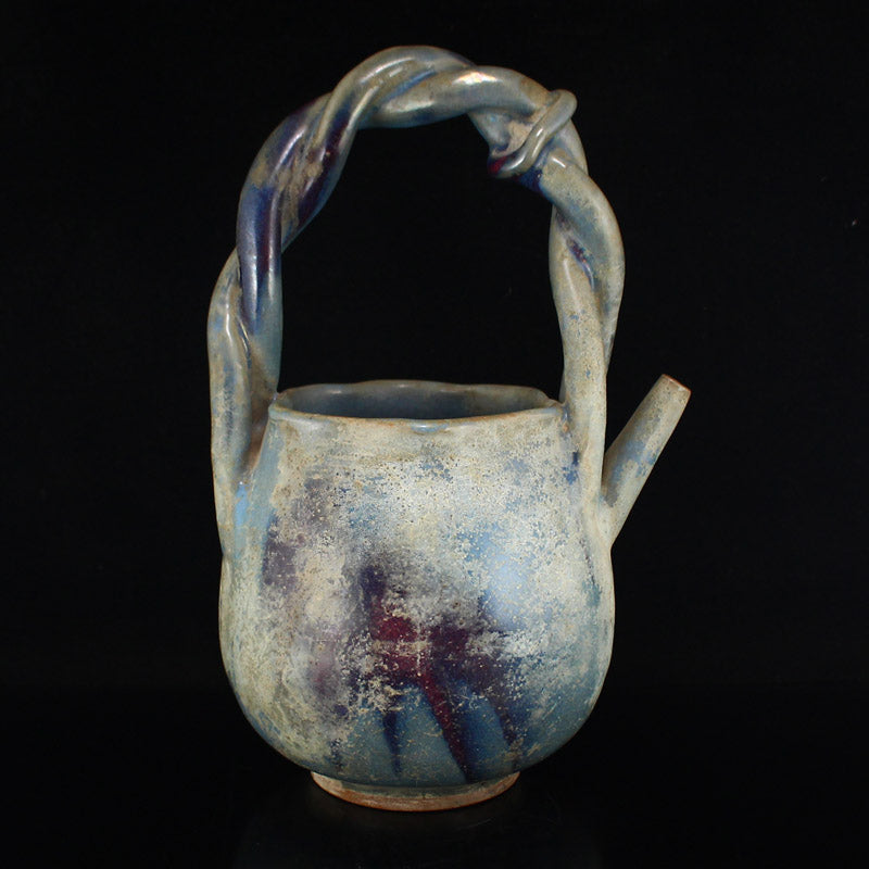 Vintage Chinese Variable Glaze Jun Kiln Porcelain Handle Pot