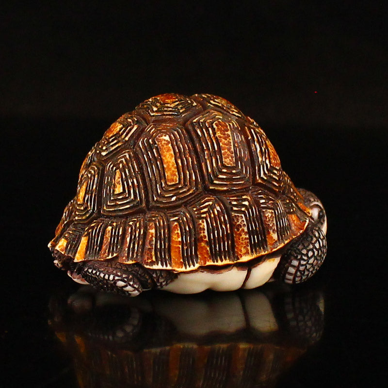 Chinese Deer Horn Carved Turtle Statue