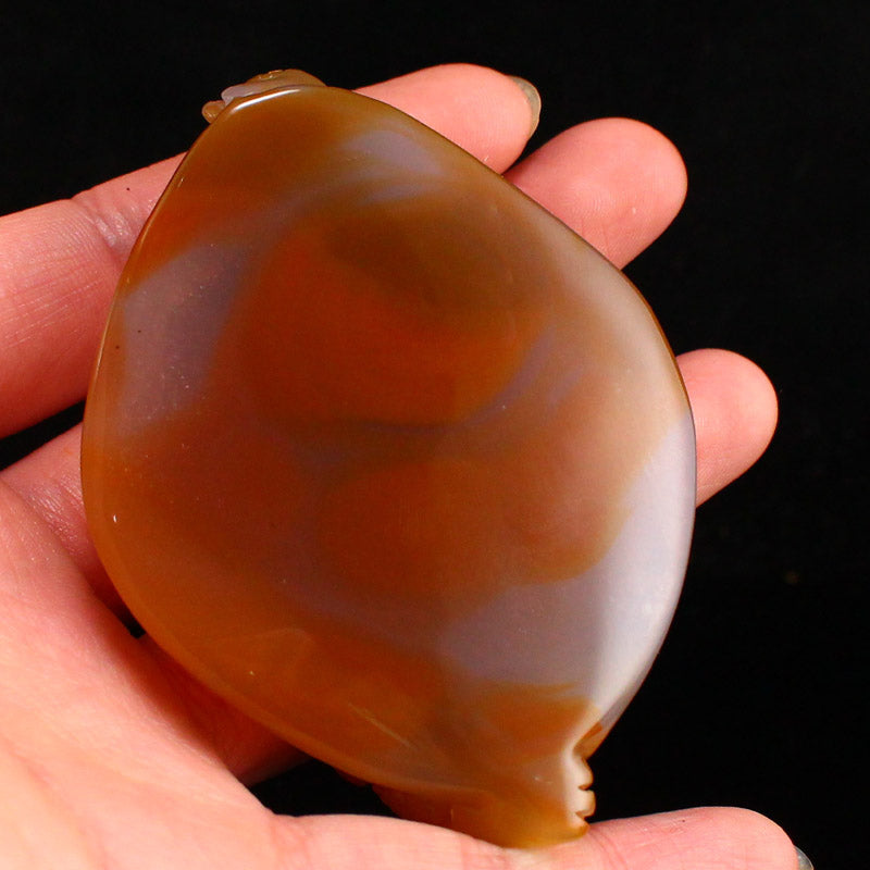Natural Agate Carved Fortune Toad Statue w Certificate