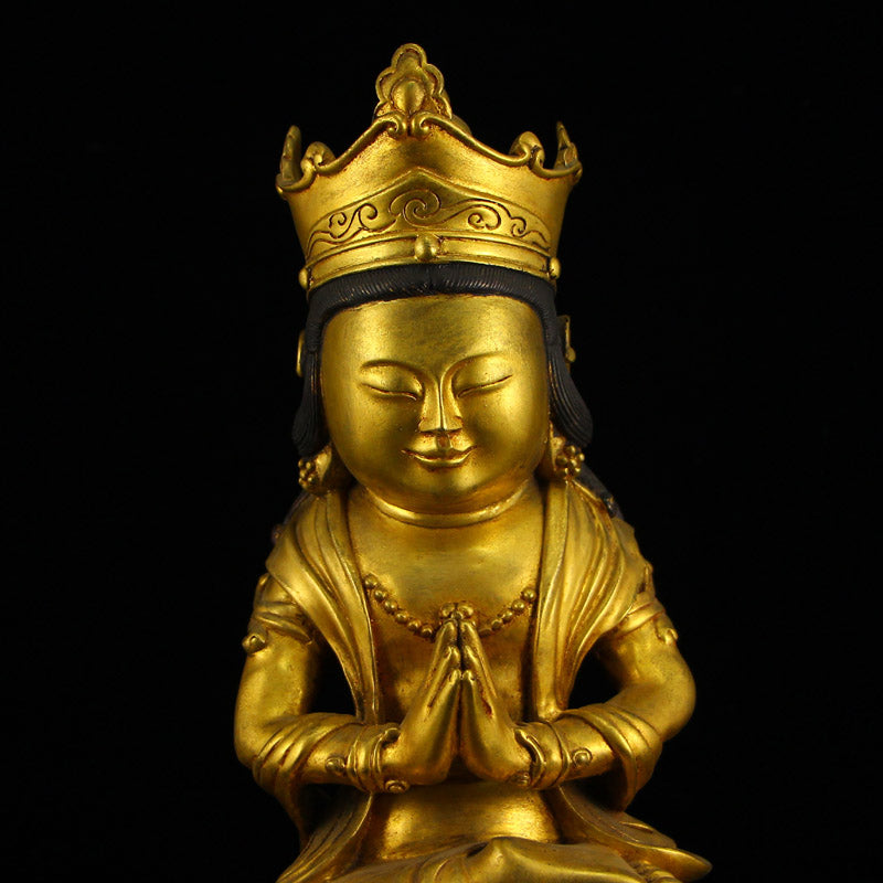 Old Chinese Gilt Gold Bronze Buddha Statue