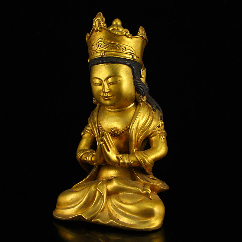 Old Chinese Gilt Gold Bronze Buddha Statue