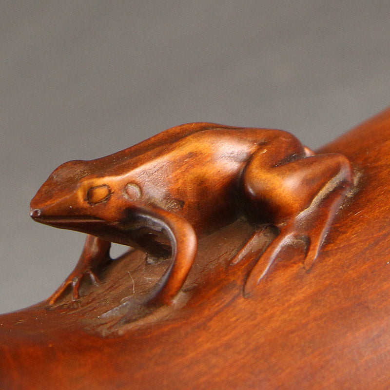 Chinese Boxwood Wood Carved Frog Paperweight