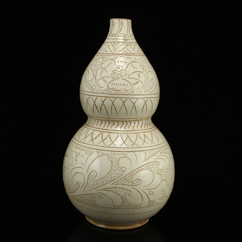 Chinese White Glaze Ding Kiln Porcelain Gourd Bottle