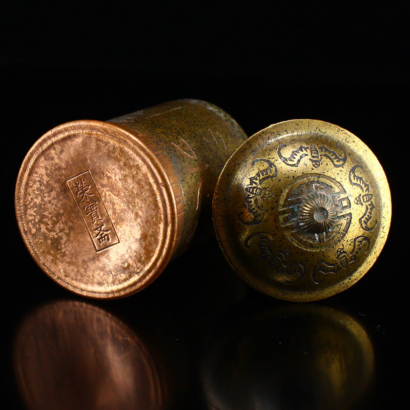 Chinese Brass Scenery Figure Design Toothpick Pot