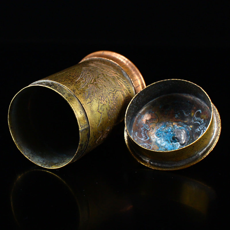 Chinese Brass Scenery Figure Design Toothpick Pot