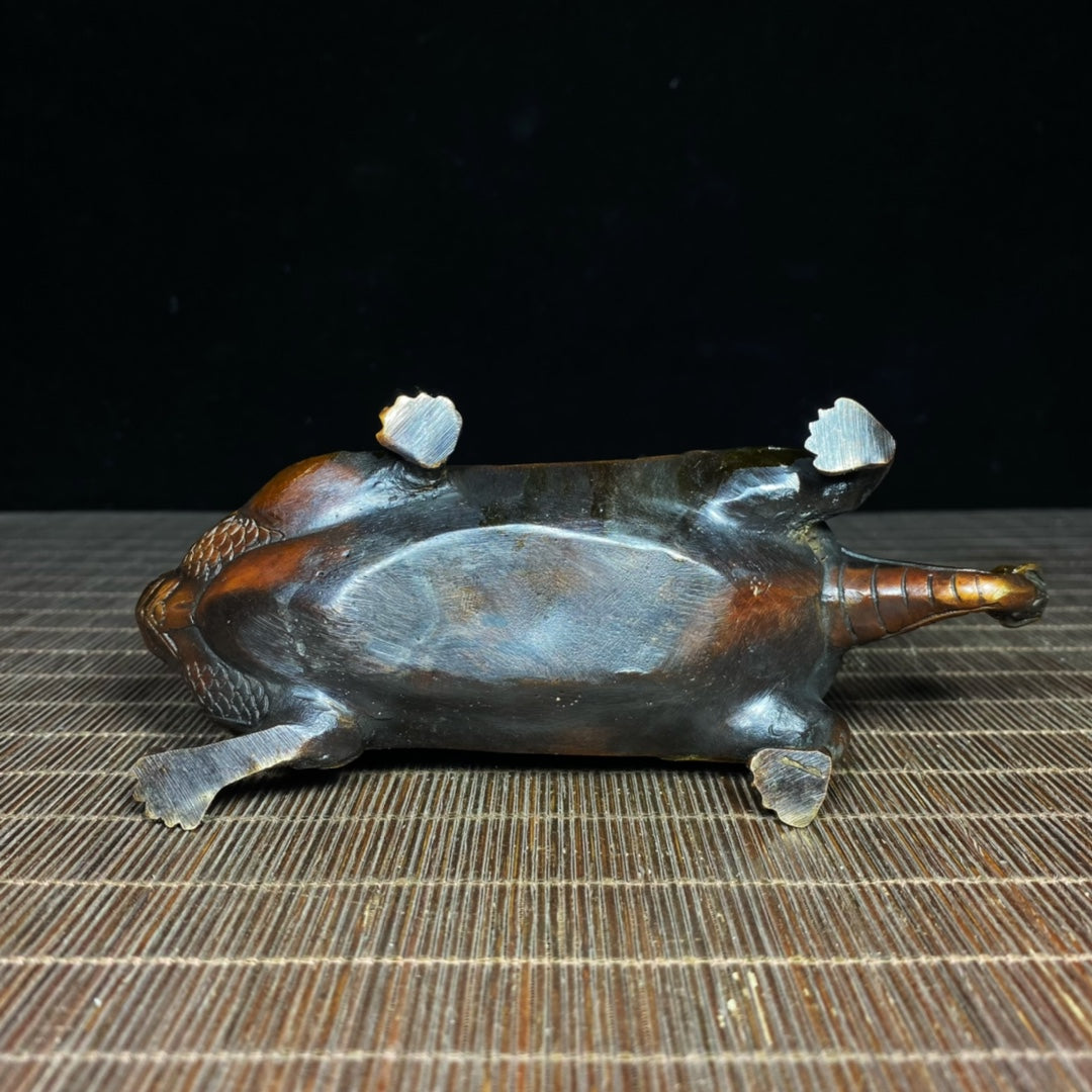 Chinese Gilt Gold Bronze Dragon Turtle Statue