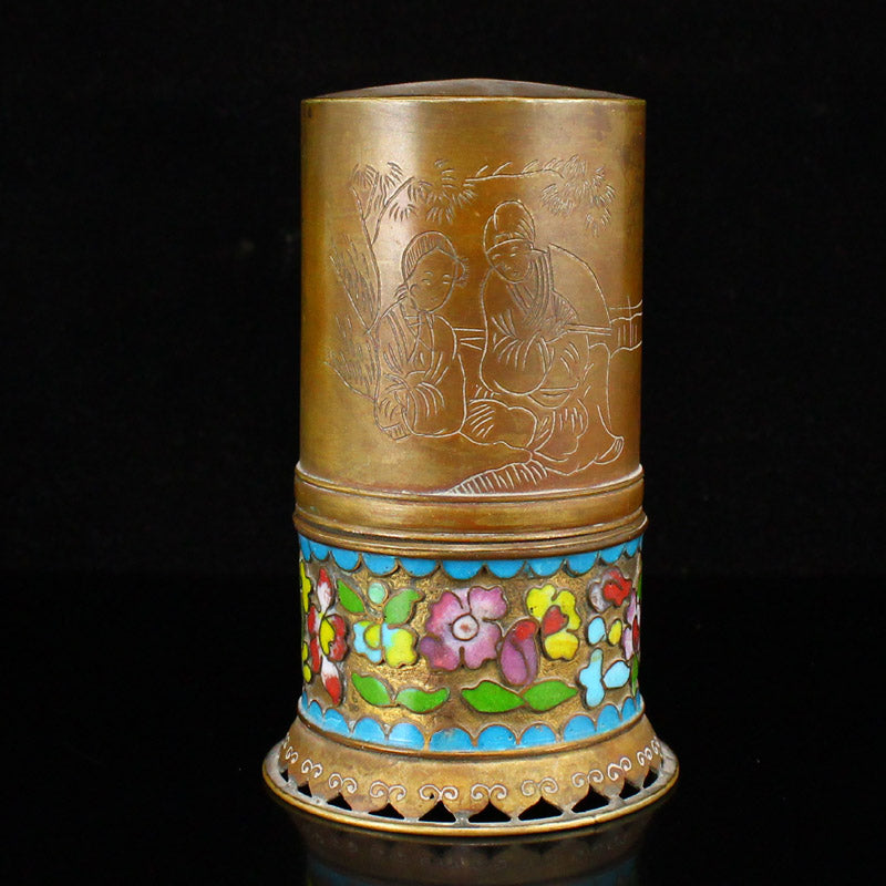 Chinese Qing Dynasty Bronze Enamel Smoke Lamp