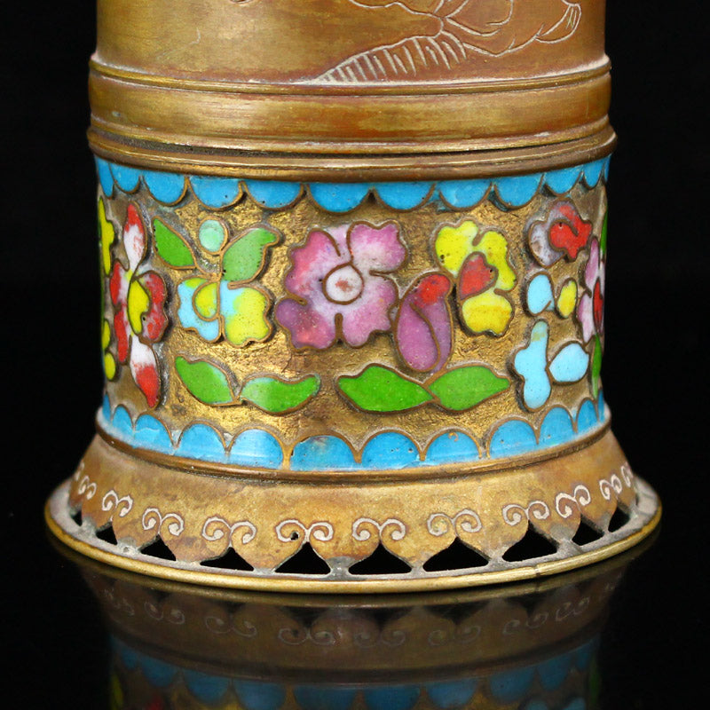 Chinese Qing Dynasty Bronze Enamel Smoke Lamp