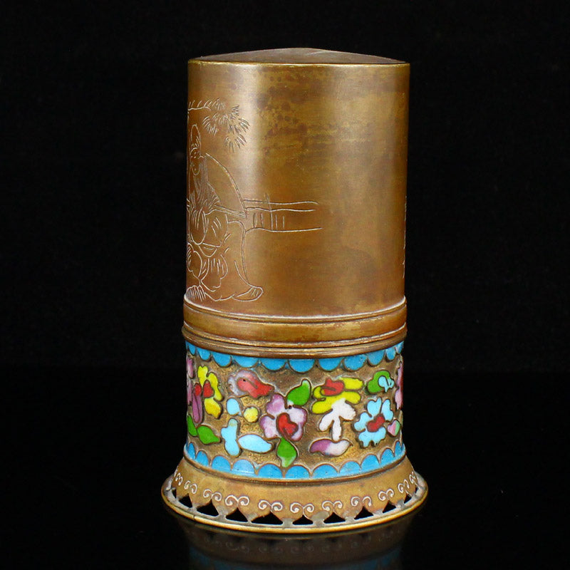Chinese Qing Dynasty Bronze Enamel Smoke Lamp