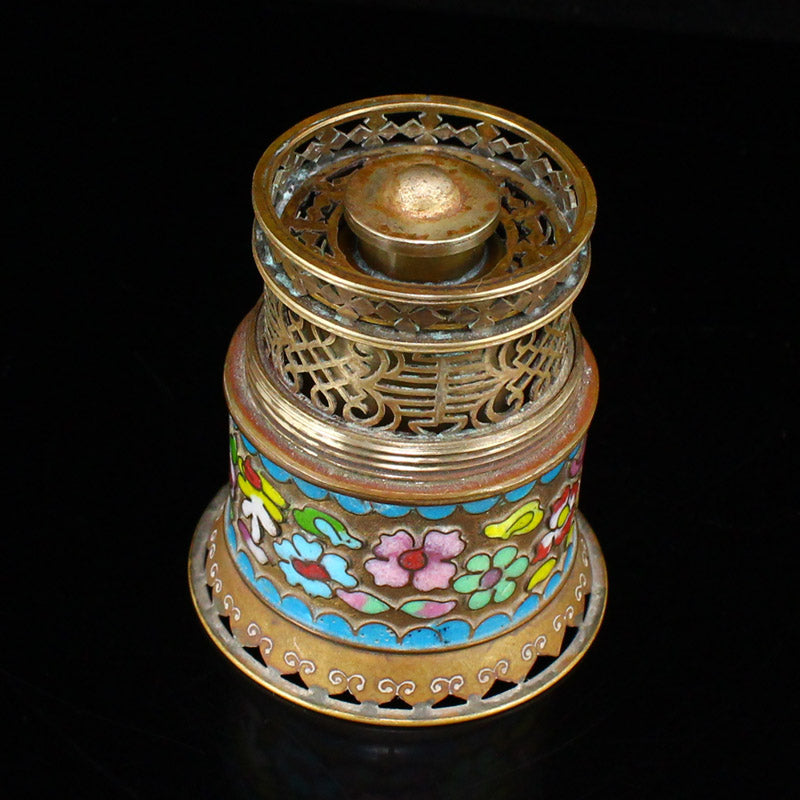 Chinese Qing Dynasty Bronze Enamel Smoke Lamp