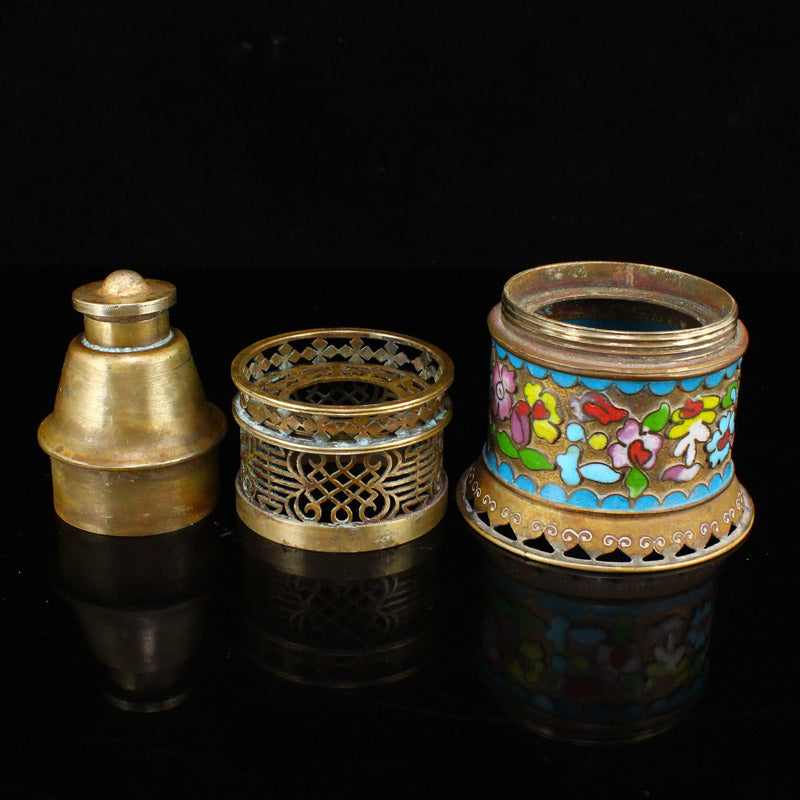 Chinese Qing Dynasty Bronze Enamel Smoke Lamp