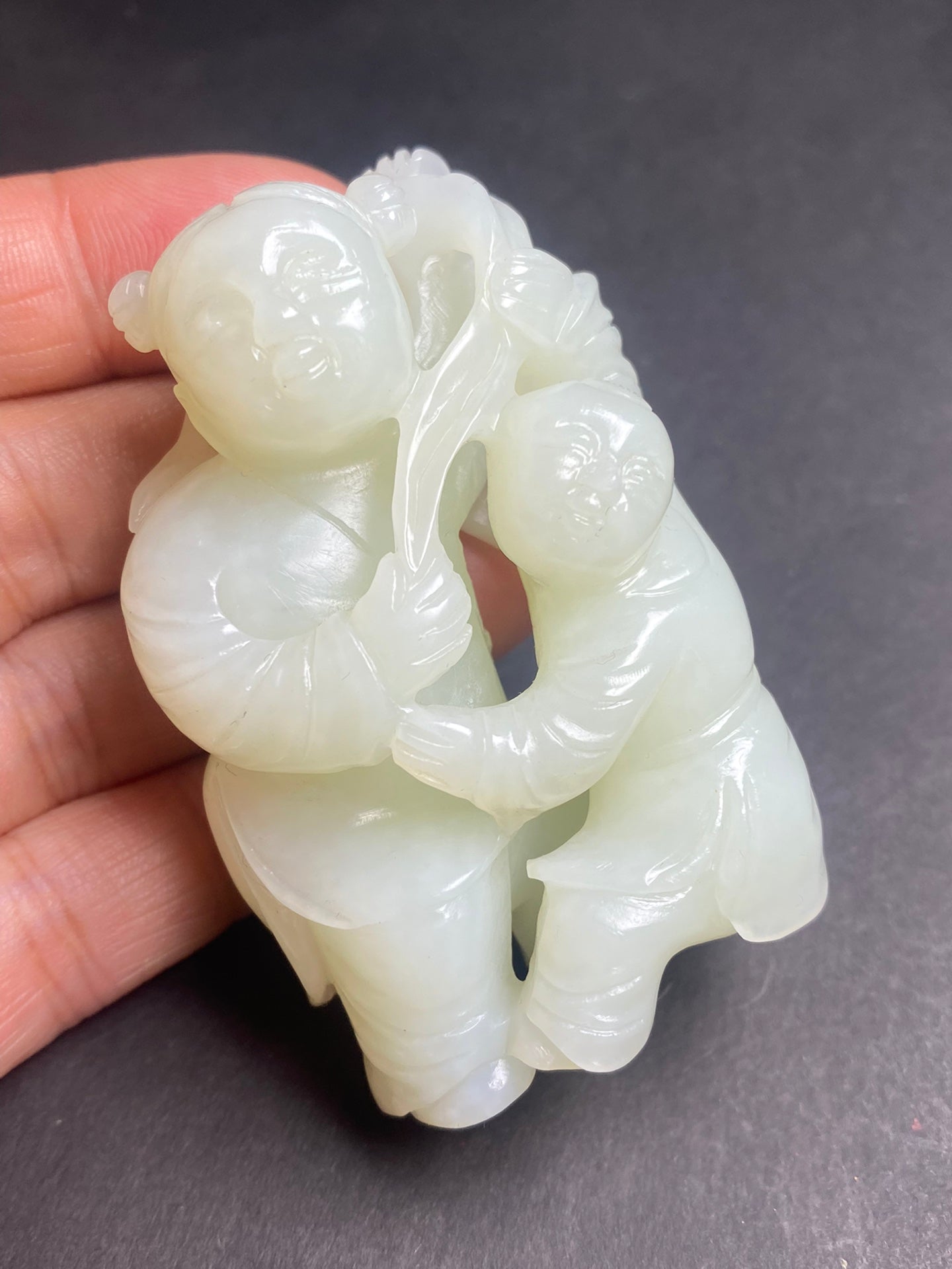 Chinese White Hetian Jade Fortune Kids Pendant