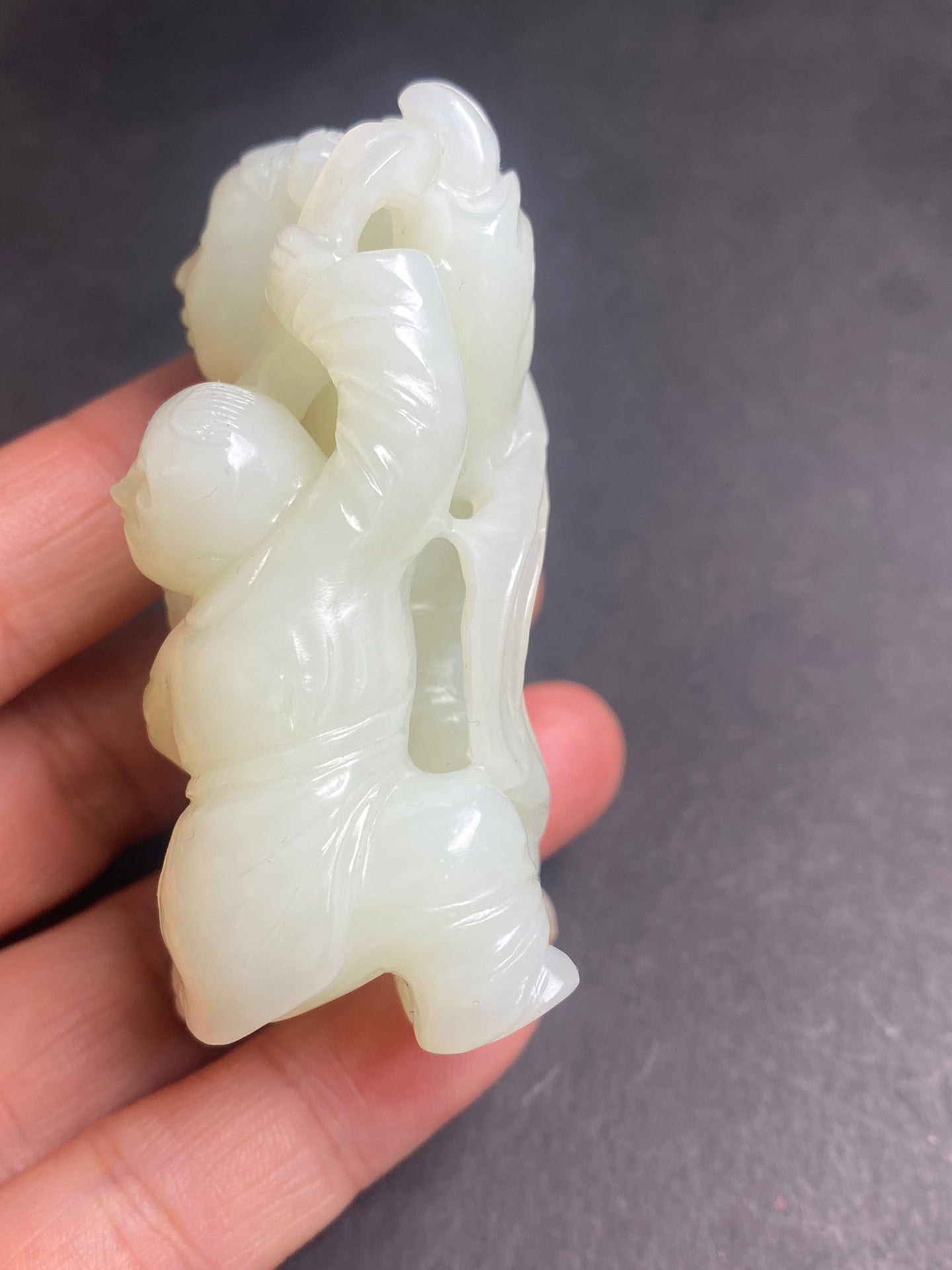 Chinese White Hetian Jade Fortune Kids Pendant