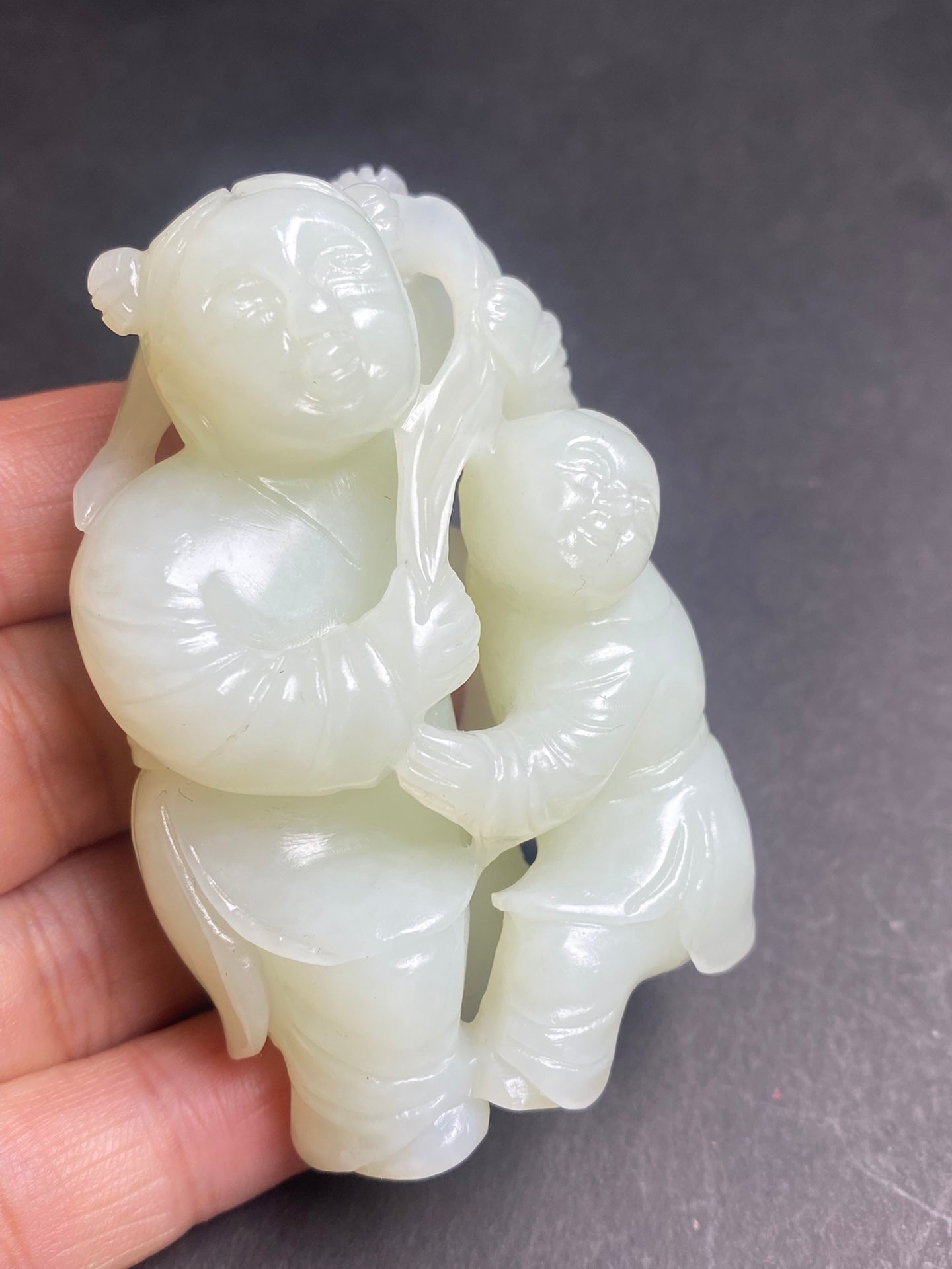 Chinese White Hetian Jade Fortune Kids Pendant