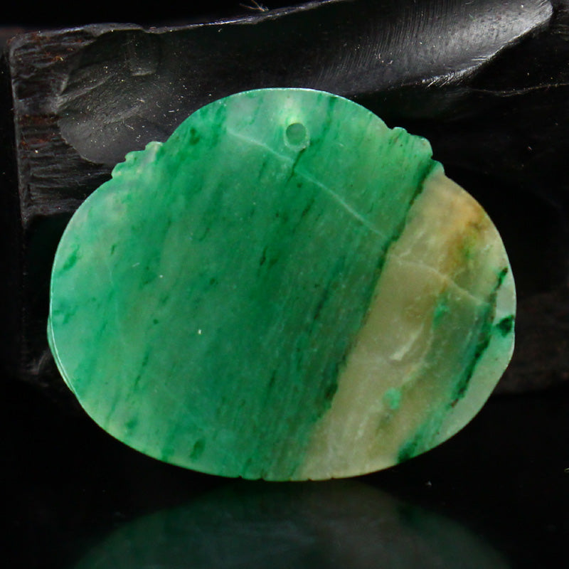 Natural Green Dushan Jade Laughing Buddha Pendant