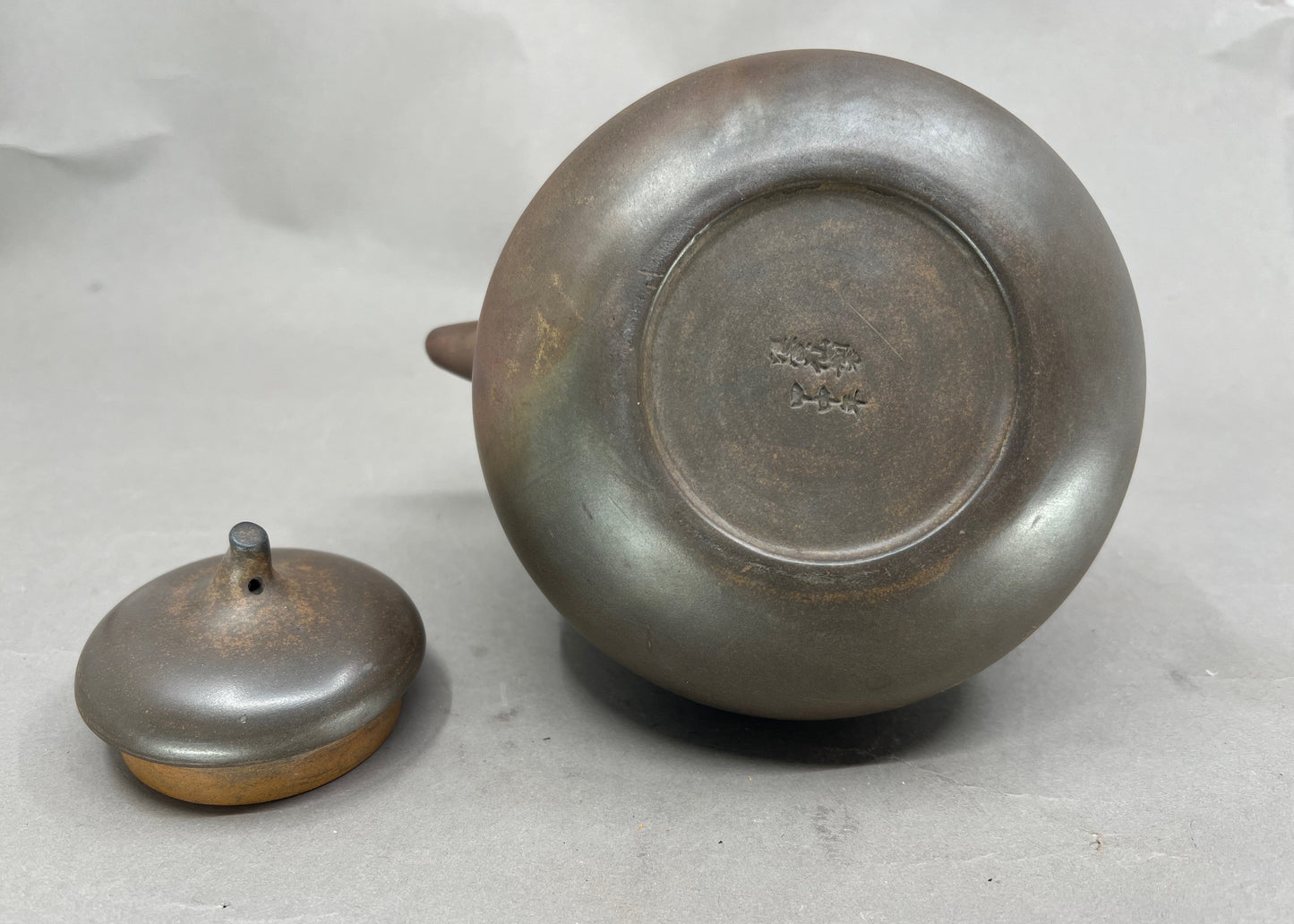 Old Chinese Yixing Zisha Clay Flower Bird Poetic Prose Handle Teapot w Artist Signed