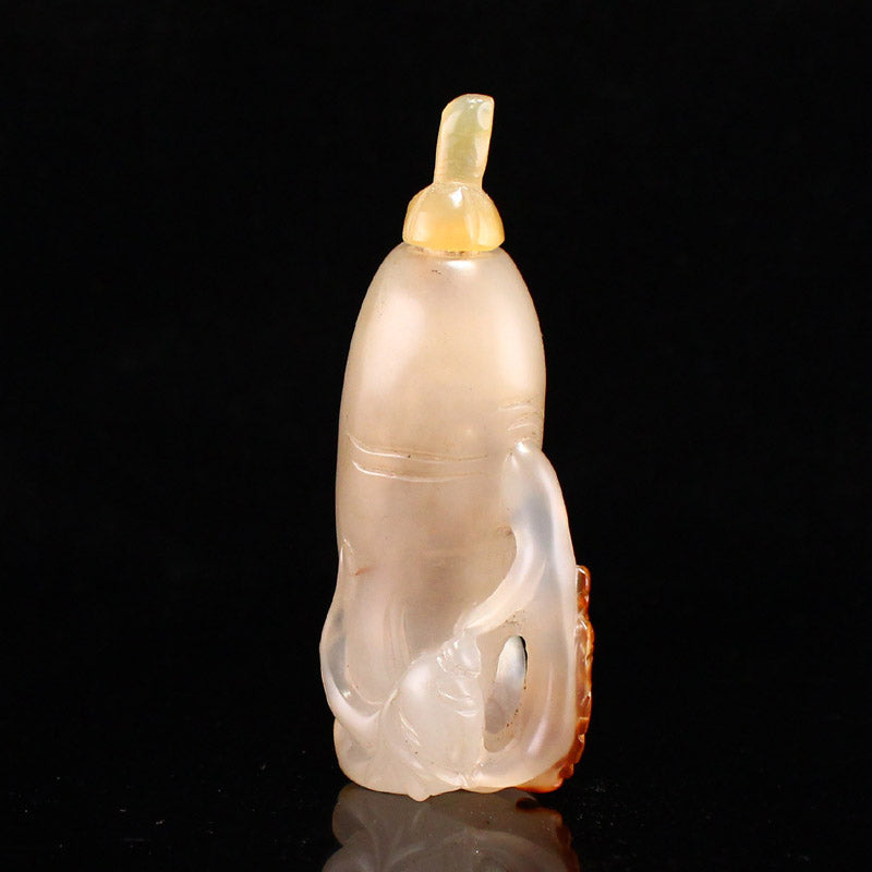 Chinese Agate Carved Bat & Ruyi Snuff Bottle